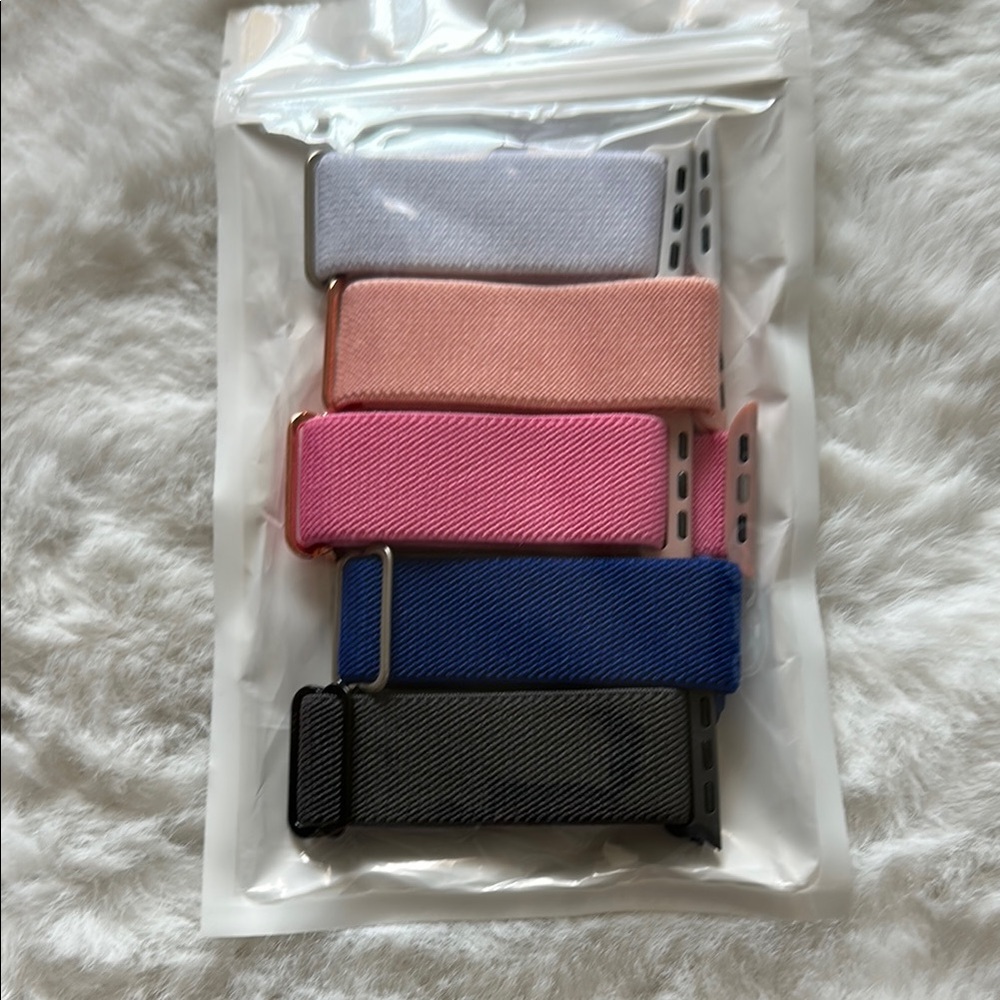 Stretchy Iwatch Band Set - Blue, Pink, and Gray, peach and white